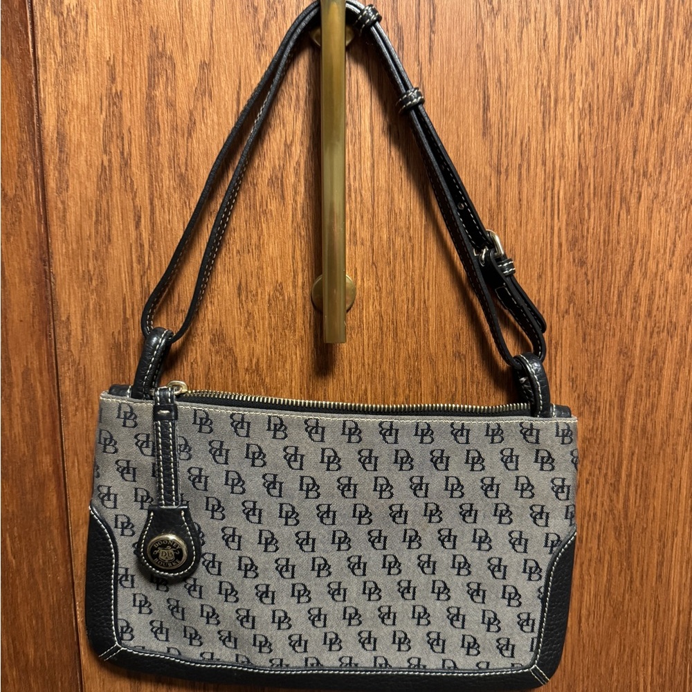 NWT Dooney & Bourke Mini Black and Gray Canvas Women's Clutch Bag Purse